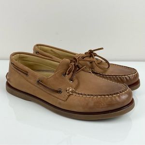 Sperry Men’s Gold Cup Classic 2 Eye Light Brown Leather Boat Shoes Size 10 Wide